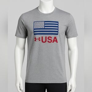 Under Armour Heatgear US Flag "USA" Gray Short Sleeve Tee Size Large